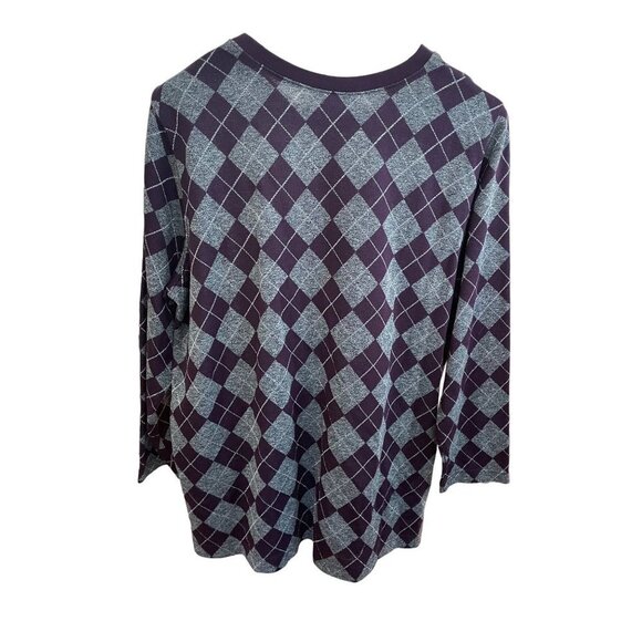 C.D. Daniels Maroon Argyle Patterned Crew Neck Pullover Sweater Sz 1X - Picture 2 of 9